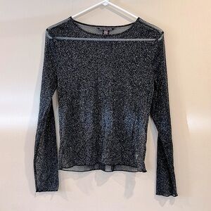 🔥Victoria’s Secret Translucent Black Glitter Long Sleeve Top🔥